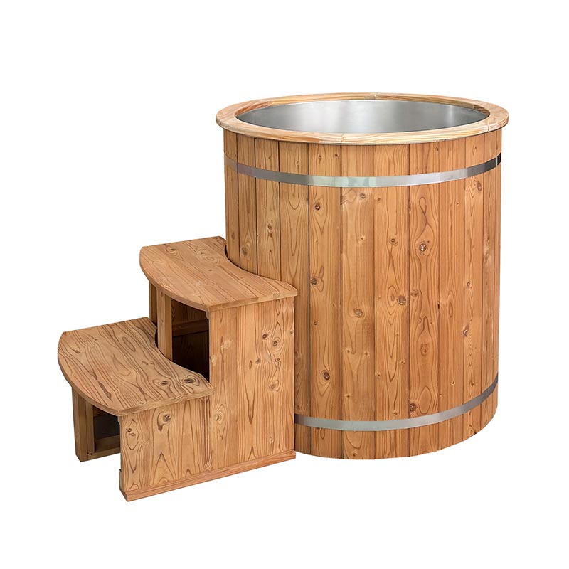 Thermo Pine Wood Ice Bathtub with 304 Stainless Steel Liner